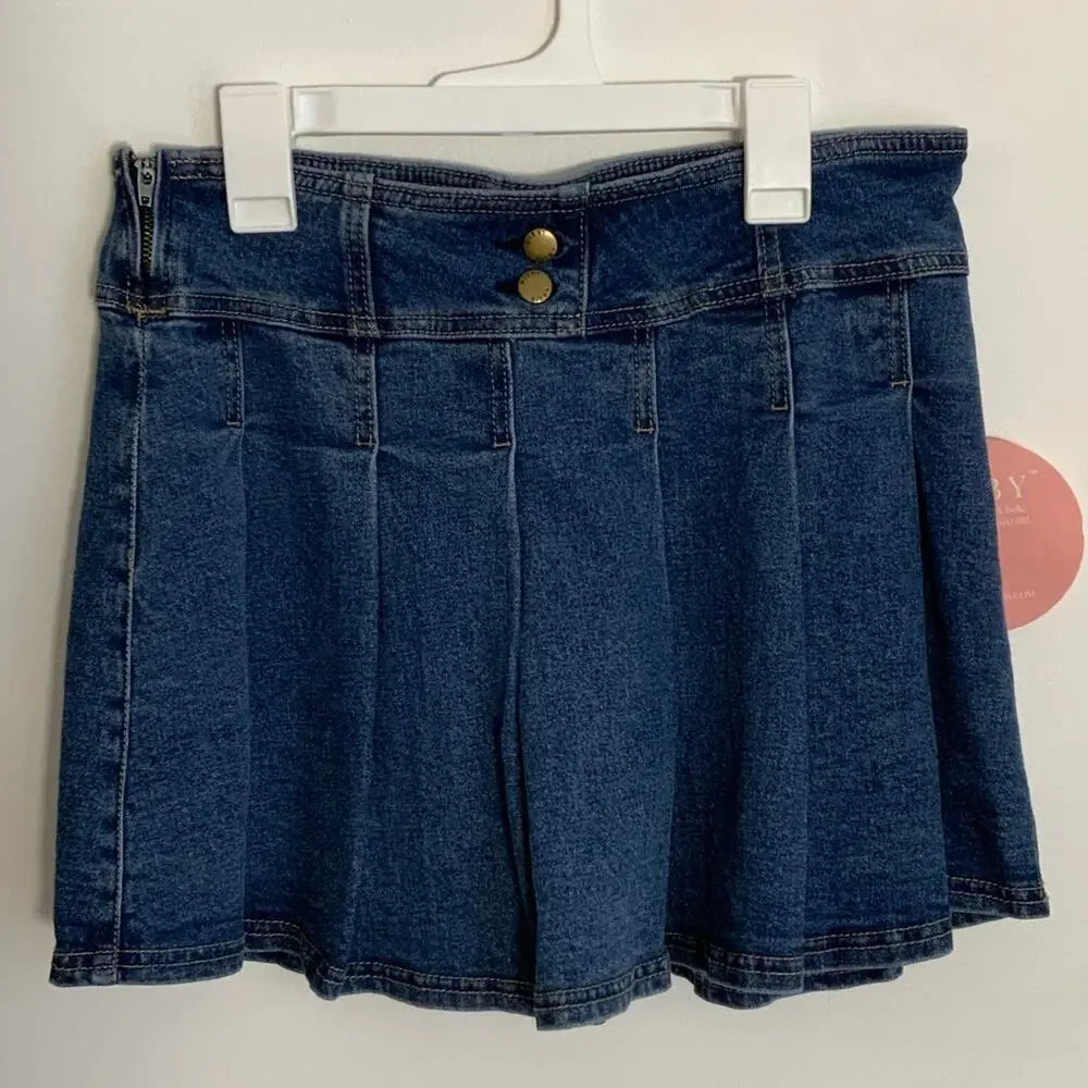BISBY Pleated Mini Skort, Denim NWT size 14‎
